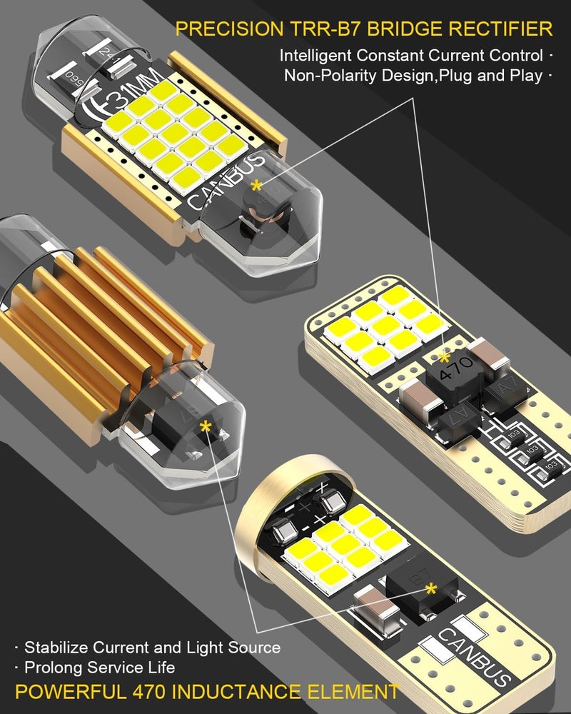 BMT xms LED Interior Light Kit Replacement for Subaru Forester 2014-2023,6000K Cool White Car Interior Lights + 912 921 LED Bulb Backup Reverse Light, 12 Pieces - Image 3